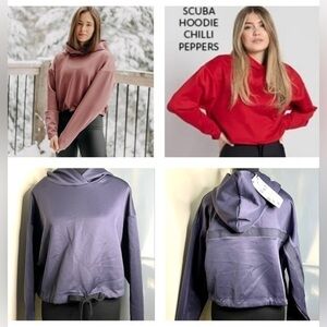 🆕ORAKI scuba signature ocean crop hoodie, bottom metal logo drawstring, mauve.